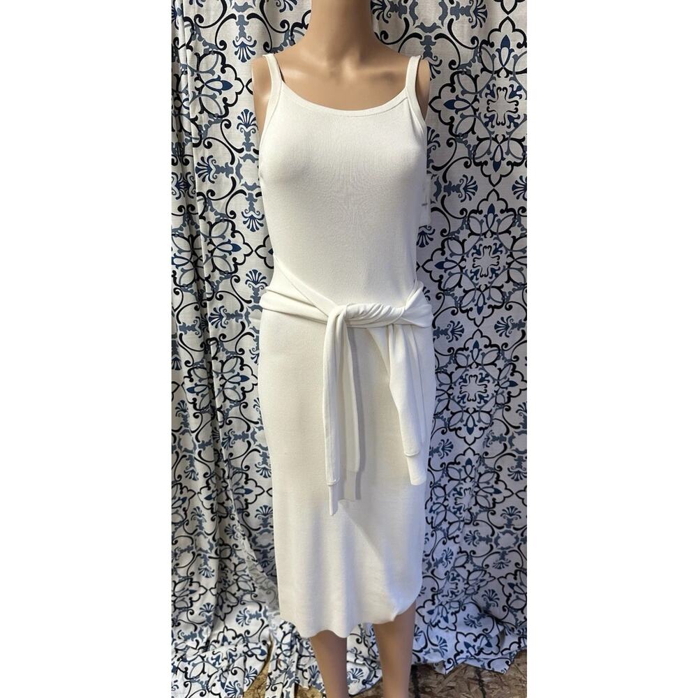 NWT Helmet Lang Tank Tie Waist White Knit Dress Womens XS